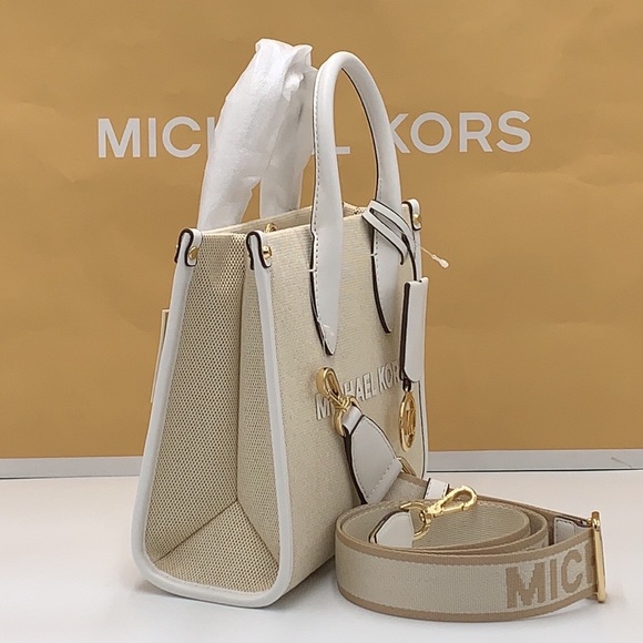 Michael Kors Mirella Small Shopper Top Zip Crossbody Bag Optic White MK NWT - Picture 7 of 16
